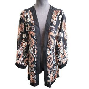 EC BOOHOO SHEER OPEN FRONT PAISLEY KIMONO SZ.12